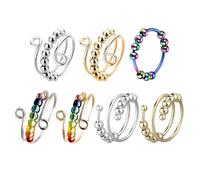 TYFGRT Anillo Giratorio De Cuentas De 7 Piezas, Anillo De Arco Iris, Anillo Dividido Ajustable, Anillo Antiestrés, Anillo De Juguete para La Ansiedad, Juego De Juguetes Fidget