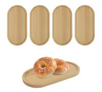 TYFGRT Bandeja Ovalada De 4 Piezas, Bandeja para Tazas De Té De Madera, Posavasos Simples, Bandeja para Cubiertos Pequeños, Bandeja para Candelabros Decorativos, Mini Bandeja para Plantas Verdes
