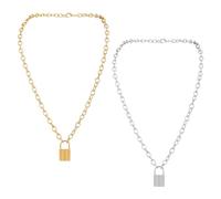 TYFGRT Collar con Candado De 2 Piezas, Joyería De Moda, Regalo Creativo, Colgante con Forma De Candado, Collar Punk