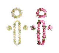 TYFGRT Guirnalda Hawaiana De 2 Piezas, Guirnalda De Flores Coloridas, Collar De Flores Hawaianas, Traje De Playa Tropical, Traje De Hula, Fiesta En La Playa Y Baile De Graduación