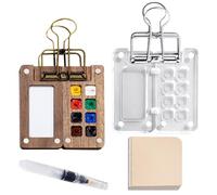 TYFGRT Juego De Mini Paleta De 2 Piezas, 1 Cuaderno De Bocetos, Paleta De Acuarela Portátil, Paleta De Viaje, Juego De Acuarela De Bolsillo