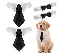 TYFGRT Paquete De 2 Lazos Negros, 2 Piezas Corbatas Negras Sólidas, Collares De Pajarita para Mascotas, Ropa para Perros Y Gatos, Corbatas para Ropa Formal, Accesorios De Fiesta para Mascotas