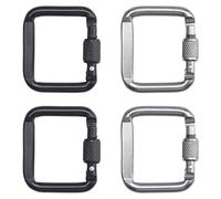 TYFYH 4 Piezas Mosquetón de Rosca de Aluminio, Clips de Bloqueo Mini para Camping, Viajes, Perros Seguros (Plata, Negra)