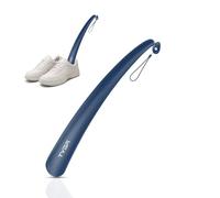 TYGA - Calzador de plástico con mango largo de 43 cm de largo, para hombres y mujeres, con agarre cómodo, cuernos largos flexibles, extralargos para ancianos, Blue, Pack of 1