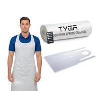 TYGA Store | 200 delantales desechables blancos en un rollo - Delantal de dispensación fácil para médicos, limpieza, pintura, peluquería, hornear y chefs - EPP (blanco) (rollo de 200) (1)