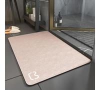 TYGEUJIU Piedra baño pies Alfombra Alfombra de baño Super Absorbente Piedra tapete casa de baño Stone 40 * 60CM con Diatomáceas Lavable para Bañera, Ducha y Cuarto de Baño(Brown,50 * 80cm)