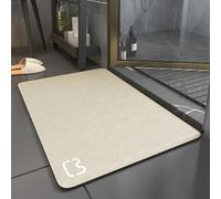 TYGEUJIU Piedra baño pies Alfombra Alfombra de baño Super Absorbente Piedra tapete casa de baño Stone 40 * 60CM con Diatomáceas Lavable para Bañera, Ducha y Cuarto de Baño(Beige,60 * 90cm)