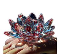 TYGJB Cristal de Cuarzo Fino Cristal de Lotus Flor de Loto Piedras Naturales y minerales Feng Shui Esfera Cristales Flores para Recuerdos de Boda (Rojo)