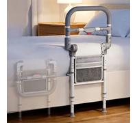 TYGYSDO Barandilla Cama Adulto Plegable, Barrera de Seguridad con Altura Ajustable y Botón, Soporta hasta 200 kg, con Bolsa y Asidero para Levantarse, Ideal para Mayores y Embarazadas