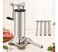 TYH Embutidora Manual De Salchichas con 6 Tubos De Llenado, Máquina Embutidora Manual Vertical, Acero Inoxidable De 3 litros, Capacidad De 2,7 Kg, para Salchichas Caseras Y Comerciales.