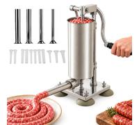 TYH Embutidora Manual De Salchichas De 2,7 Kg (6 LB) Y 3 litros (3 L), Embutidora Vertical De Acero Inoxidable con 6 Tubos De Llenado, Embutidora Manual con Manivela para Salchichas Caseras Y
