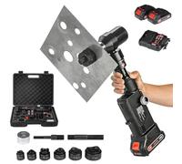 TYH Kit De Punzonadora Hidráulica Recargable, Punzonadora Hidráulica Eléctrica con 6 Matrices, Alimentada por Batería, Carrera De 22 Mm, Máquina Punzonadora De Metal De 80 Kn