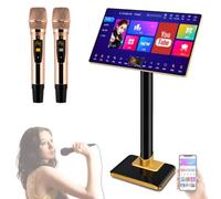 TYH Sistema De Karaoke Profesional De 21,5 Pulgadas, Máquina De Karaoke con Pantalla Táctil Capacitiva, con 2 Micrófonos Inalámbricos, Control Mediante Aplicación Móvil, Función De Amplificador