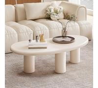 TYHAYJYK Mesa de Centro Irregular con Forma de anacardo, Color Blanco, con diseño de Nubes, Moderna y Minimalista, para Sala de Estar, Estilo rústico, fácil de Montar, 89 cm