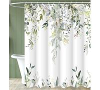 TYHKXAI Cortina de Ducha Estilo Bohemio de Mediados de Siglo, Cortina de Ducha Minimalista con Arco Abstracto y diseño de Sol Moderno para la decoración del baño (210x170 cm anxal Verde y Blanco)