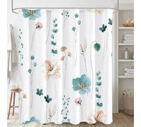 TYHKXAI Cortina de Ducha Floral Acuarela, Cortina de Ducha con Flores Verde Salvia y Beige para baño, mampara de baño Moderna y Minimalista para decoración del hogar (260x220cm/AnxAl/Verde Azulado)
