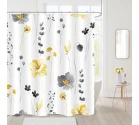 TYHKXAI Cortina de Ducha Floral Acuarela, Cortina de Ducha con Flores Verde Salvia y Beige para baño, mampara de baño Moderna y Minimalista para decoración del hogar (90x160cm/AnxAl/Amarillo y Gris)