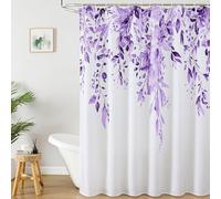 TYHKXAI Cortina de Ducha Impermeable con Estampado Floral Minimalista y Estrellas de eucalipto Verde Salvia, Ideal para el baño, con Ganchos (220x230 cm anxal Color púrpura)