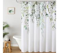 TYHKXAI Cortina de Ducha Impermeable con Estampado Floral Minimalista y Estrellas de eucalipto Verde Salvia, Ideal para el baño, con Ganchos (120x210 cm anxal Verde Salvia)