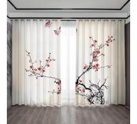TYHKXAI Cortina de Pantalla Decorativa para el hogar, 2 Unidades, con Fondo de Color Ciruela, Ideal para Cocina, cafetería, Sala de Estar y balcón WxH/2x140x160cm