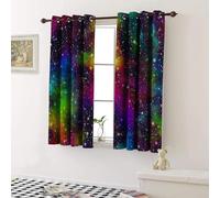 TYHKXAI Cortinas Opacas con Nebulosa Abstracta y Estrellas, con Estampado 3D de Cielo Nocturno arcoíris, con Aislamiento térmico y Ojales (Ancho x Alto: 2 x 120 x 143 cm)