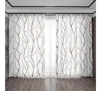TYHKXAI Cortinas Opacas con Ojales para decoración del hogar, diseño de Ramas de árbol Sencillas, para Cocina, cafetería, Sala de Estar, balcón y jardín, 2 Paneles WxH/2x225x265cm