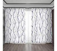 TYHKXAI Cortinas Opacas con Ojales para decoración del hogar, diseño de Ramas de árbol Sencillas, para Cocina, cafetería, Sala de Estar, balcón y jardín, 2 Paneles WxH/2x140x225cm
