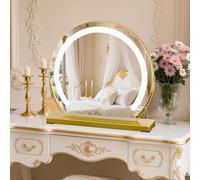 TYhogar Espejo de Maquillaje con Luz 3 Colores de Temperatura Ajustable 360° de Rotación 40x40cm 9W Control Táctil Espejo de Maquillaje Enchufable para el Hogar Oro