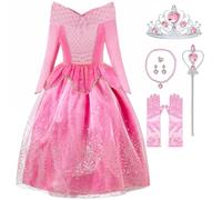 Tyidalin Disfraz de Princesa Aurora Niña Vestido de la Bella Durmiente con Accesorios Cumpleaños Carnaval Fiesta Navidad