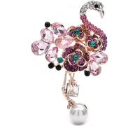 TYIMO7 Broche de pájaro con flor rosa 5,06 x 3,18 cm, alfileres perlas, accesorio for mujer .AT7