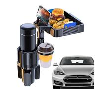 Tyinerc - Bandeja de mesa para coche, soporte 4 en 1, multifuncional desmontable con base ajustable, extensión de puerta para coche, para camping, pícnic al aire libre, SUV RV, camión consola central