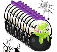 Tyinerc - Bolsas transparentes para Halloween, 10 bolsas de retráctiles con asas | Decoración para el hogar, para la escuela, oficina, clase regalo truco oro Treat