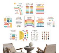 Tyinerc - Cuadro de emociones, decoración para oficina de bienestar mental | 12 piezas carteles educativos inteligencia emocional - Para consejeros docentes Terapeutas Escuela Primaria