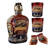 Tyinerc Decantador de licor de vidrio | Coleccionable de con 2 vasos - Botella de licor de vidrio vacía | para Bar, Cumpleaños, Estreno de Casa, Día del Padre, Bourbon, Vino, Cócteles