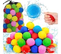 Tyinerc Globo De Agua Reutilizable,60 Piezas de Bola Esponja Acuática con Bolsa de Almacenamiento | Juguetes De Playa Multicolor Para Niños Y Niñas Con Recarga Instantánea