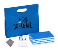 Tyinerc Juego de Mahjong Chino Set de Azulejos Mahjong,Pequeño Paquete de Mahjong de Viaje - Piezas de Mahjong Chino Juego de Mahjong de Mesa con Mantel, Bolsa de Transporte, Dados y Regla de