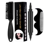 Tyinerc Llenador de barba - Kit de pluma de relleno de barba resistente al agua, peine cepillo | Lápiz de llenado de dos extremos sin maquillaje natural para hombres barba