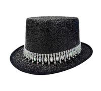 Tyinerc Sombrero cilíndrico para mujer, unisex, cosplay, tocado con diamantes de imitación, sombreros de disfraces, para cosplay, brujería, espectáculo de escenario,