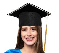 Tyinerc Sombrero de graduación con borla, diadema luminosa para ceremonia de graduación - peinado con pompón, accesorios para disfraz de universidad, decoración de fiesta estudiantil y evento escolar