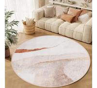 TYJDTYR Alfombra redonda de 100 cm, alfombra para dormitorio, alfombra abstracta de pelo bajo, color blanco roto, marrón claro, marrón oscuro, alfombra pequeña suave para sala de estar para un fácil