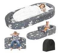 Tykacna Cama de viaje para niños pequeños, silla plegable portátil 3 en 1, tumbona de espuma suave con funda lavable, cama de viaje para niños pequeños de 1 a 3 años, estrella