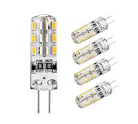 TYKGSQIP 5 piezas G4 Bombilla LED DC 12V, Cálido blanco 2700K 24 chips SMD 3014 Ángulo de haz JC Bi-Pin (230V-2W/Luz blanca 6500K)