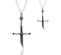 TYLAOXIAO Collar de espada rota, collar de cruz de aleación de ferroaleación, accesorios de rendimiento, 2 piezas, plata, para hombres y mujeres
