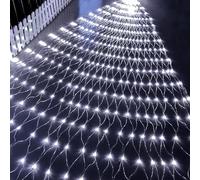 tylxayoxa Luces Navideñas De Red For Exteriores: 200 LED Malla Enchufables, 8 Modos, 30 V, Bajo Voltaje, For Cercas Arbustos Jardín(Cool White,1.5m x 1.5m 96led)