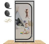 tylxayoxa Mosquitera For Puerta Antimosquitos, Malla, Evita Que Las Mascotas Se Escapen, A Prueba De Arañazos, A Polvo, Cremallera, Red Separación For Perros Y Gatos(Black,95x200cm)