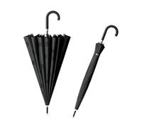 tylxayoxa Paraguas For La Lluvia De 24 Costillas Mango Largo Doble Recto Negocio Retro Fuerte For El Viento Y(Black,16 Rib)