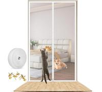 tylxayoxa Puerta con Mosquitera Reforzada For Gatos, Tamaño 90 Cm X 210, Resistente A Prueba De Mascotas Cremallera, Evita Que Los Perros Y Se Queden Sin Casa(White,70x200cm)