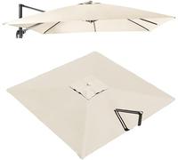 tylxayoxa Reemplazo De Toldo Sombrilla Patio Cuadrado For Colgar En Voladizo Compensado Al Aire Libre 8 Varillas 3x3M-2,5x2,5m Cubierta Mesa Jardín Playa (solo Toldo)(Beige,3x3m (9.8x9.8ft))