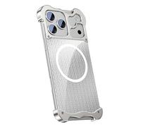 TYLYJSU Magnética Funda para Iphone17 Pro Max/Air/17 Pro/17, Material De Aleación Sin Fronteras Quad Corner Shock Reduction Cover Galvanoplastia Dorado Case,Plata,17 Pro MAX