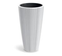 Tymar Maceta grande con inserto, maceta alta, maceta de plástico _ORO (40 cm de diámetro x 73 cm), color blanco